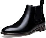 Jousen Herren Chelsea Boots Leichte Casual Chukka Stiefeletten Klassische elastische Kleiderstiefel für Herren, Amy8155a-premium Lederschwarz, 43 EU