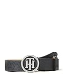 Tommy Hilfiger Damen Gürtel Th Round Buckle Belt 3.0 aus Leder, Schwarz (Black), 85 cm