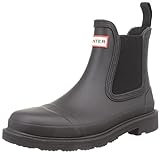 HUNTER Commando Chelsea Boot for Women - Low Block Heels, Slide Closure, and Waterproof Black 5 M
