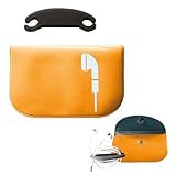 Kopfhörer-Tasche, Kopfhörer-Gehäuse, robust, wasserabweisend, weiche Schutzhülle für Reisen mit praktischem Kabelaufwicklung, für USB-Stick, Kabel, Stick (orange)