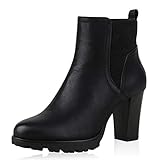 SCARPE VITA Damen Chelsea Boots Gefüttert Stiefeletten Schuhe Blockabsatz Absatzschuhe 179316 Schwarz 39
