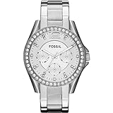 FOSSIL Womens Watch Riley, 38mm case size, Quartz Multifunction movement, Stainless Steel strap