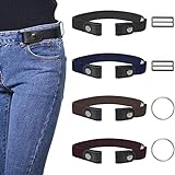 VEGCOO 4 Elastischer Gürtel Ohne Schnalle für Frauen Männer, Verstellbarer Unsichtbarer Gürtel Comfy Gürtel für Jeans Hosen Kleid Röcke