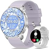 Smartwatch Damen mit Telefonfunktion,1,32Zoll Runde Bluetooth Fitnessuhr mit personalisiertem Bildschirm,Herzfrequenz,Schrittzähler Uhr Herren für iOS und Android, 44mm,Silber